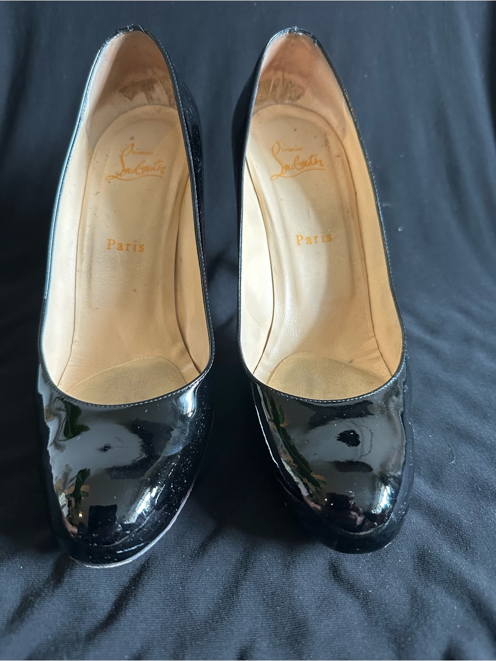 Christian Louboutin Black Patent Leather Pumps Red Bottom Heels
